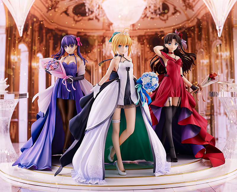 Fate/stay night」ドレス姿のセイバー、遠坂凛、間桐桜がフィギュア化