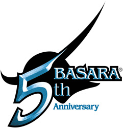 伊達政宗の兜をイメージした『戦国BASARA』5周年プロジェクトのロゴ。