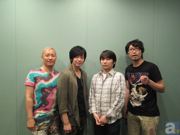 ▲(左から) 小野坂昌也さん、遊佐浩二さん、石田 彰さん、小西克幸さん