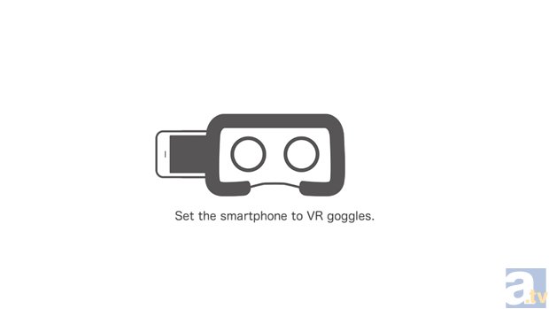 ▲数千円で販売されている市販の簡易VRゴーグルに、スマートフォンをセットするだけで楽しむことができます。