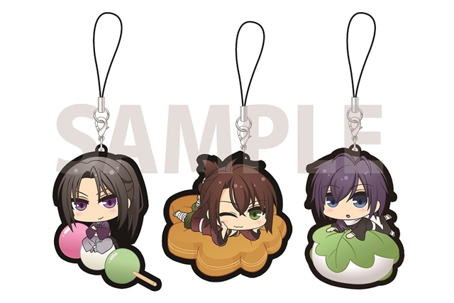 <b>▲特性製ラバーストラップ3種（土方、沖田、斎藤）</b>