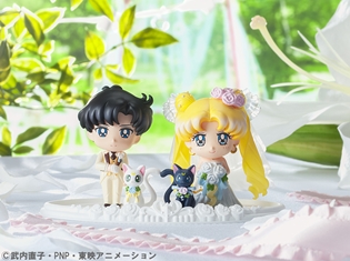『美少女戦士セーラームーン』ウェディングドレス姿のうさぎとタキシード姿の衛が「ぷちきゃら!」で登場!