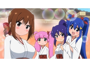 『てーきゅう 9期』第106話より先行カット解禁! テニス部メンバーが巫女服にお着替え、お祭り気分で盛り上がる!?