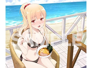 『ラーメン大好き小泉さん』Blu-ray・DVD上巻ゲーマーズ限定版・全巻購入特典の絵柄が公開! 水着姿の小泉さんが浜辺でラーメンを食べる――